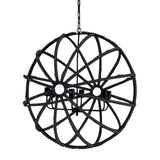 Ava II (35"x36") Black Metal and Wooden Bead Six Bulb Chandelier from Mercana - Luna Furniture
