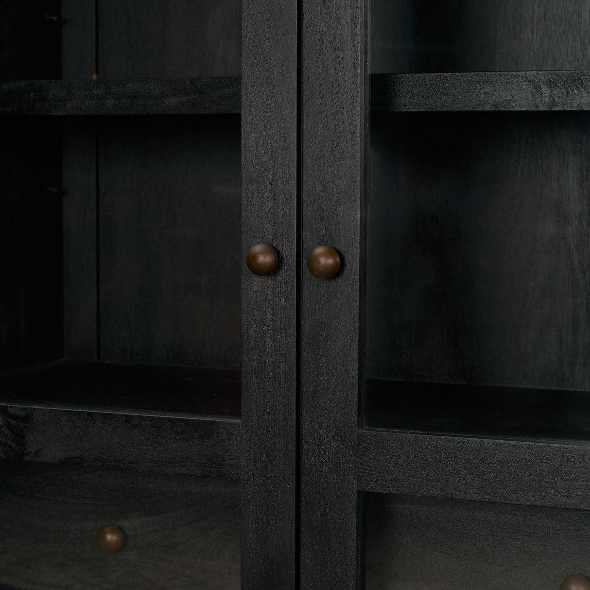Suri Black Wood W/Glass Doors Arched Curio Cabinet from Mercana - Luna Furniture