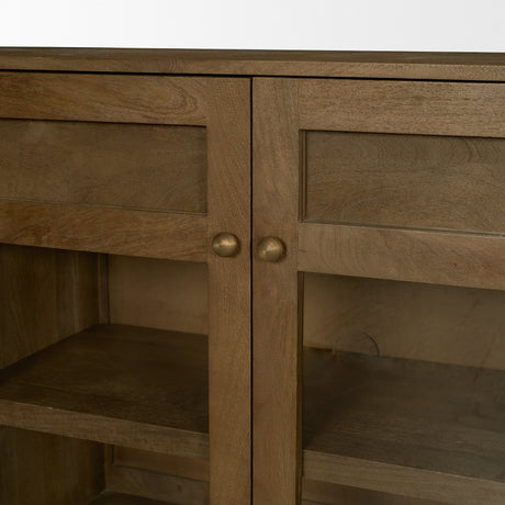 Suri Mid Brown Wood w/ Glass 4-Door Closed Sideboard from Mercana - Luna Furniture