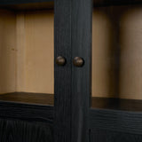 Henry Black & Light Brown Oak Wood w/ Glass Doors Curio Cabinet from Mercana - Luna Furniture