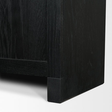 Henry Black & Light Brown Oak Wood w/ Glass Doors Curio Cabinet from Mercana - Luna Furniture