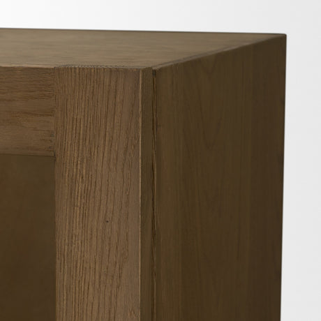 Henry Dark & Light Brown Oak Wood w/ Glass Doors Curio Cabinet from Mercana - Luna Furniture