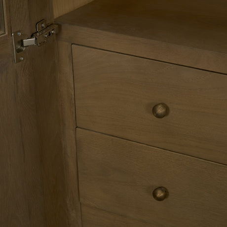Henry Dark & Light Brown Oak Wood w/ Glass Doors Curio Cabinet from Mercana - Luna Furniture