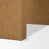 Milos Travertine Top w/ Light Brown Oak Wood Console Table from Mercana - Luna Furniture