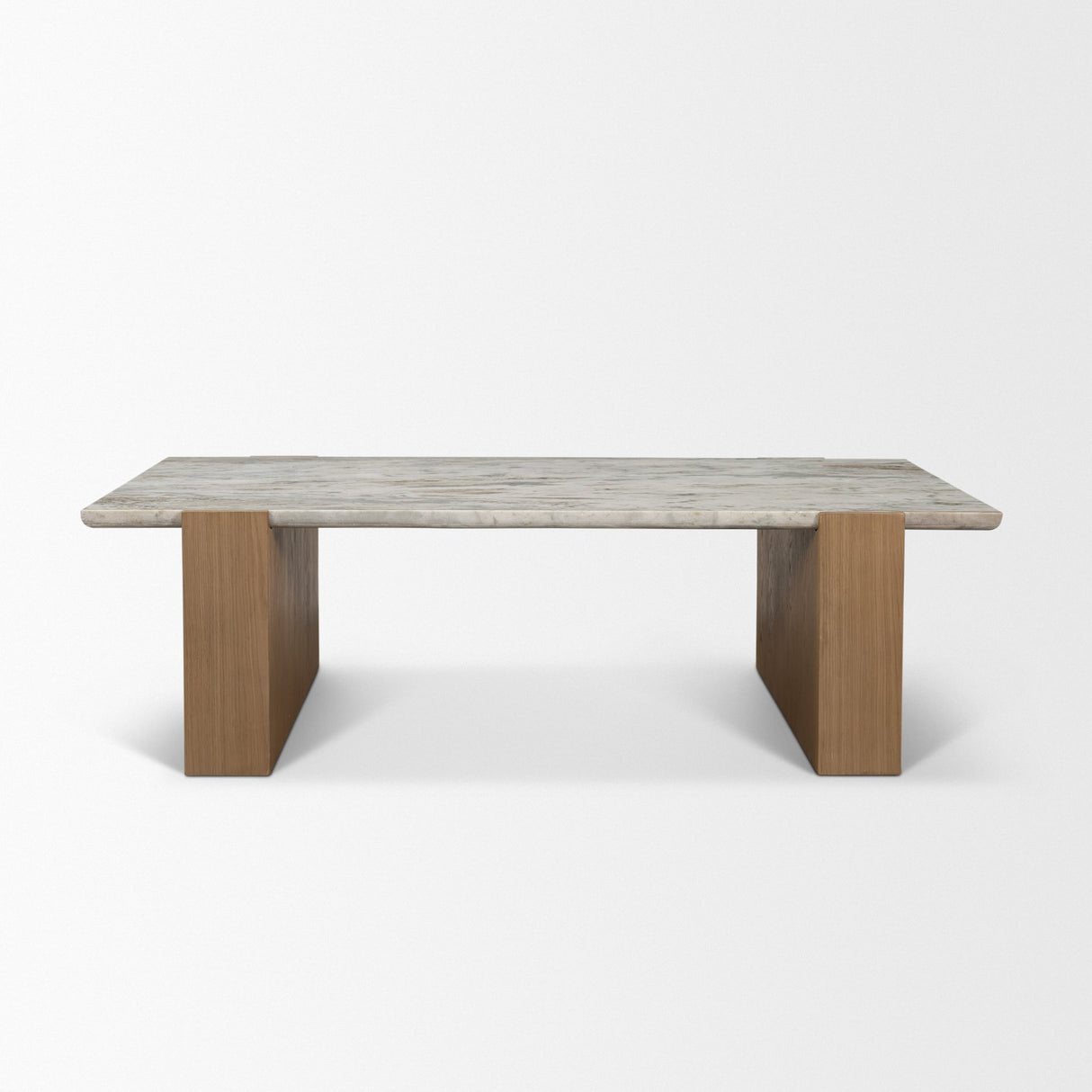 Milos Pink Marble Top w/ Light Brown Oak Wood Coffee Table from Mercana - Luna Furniture