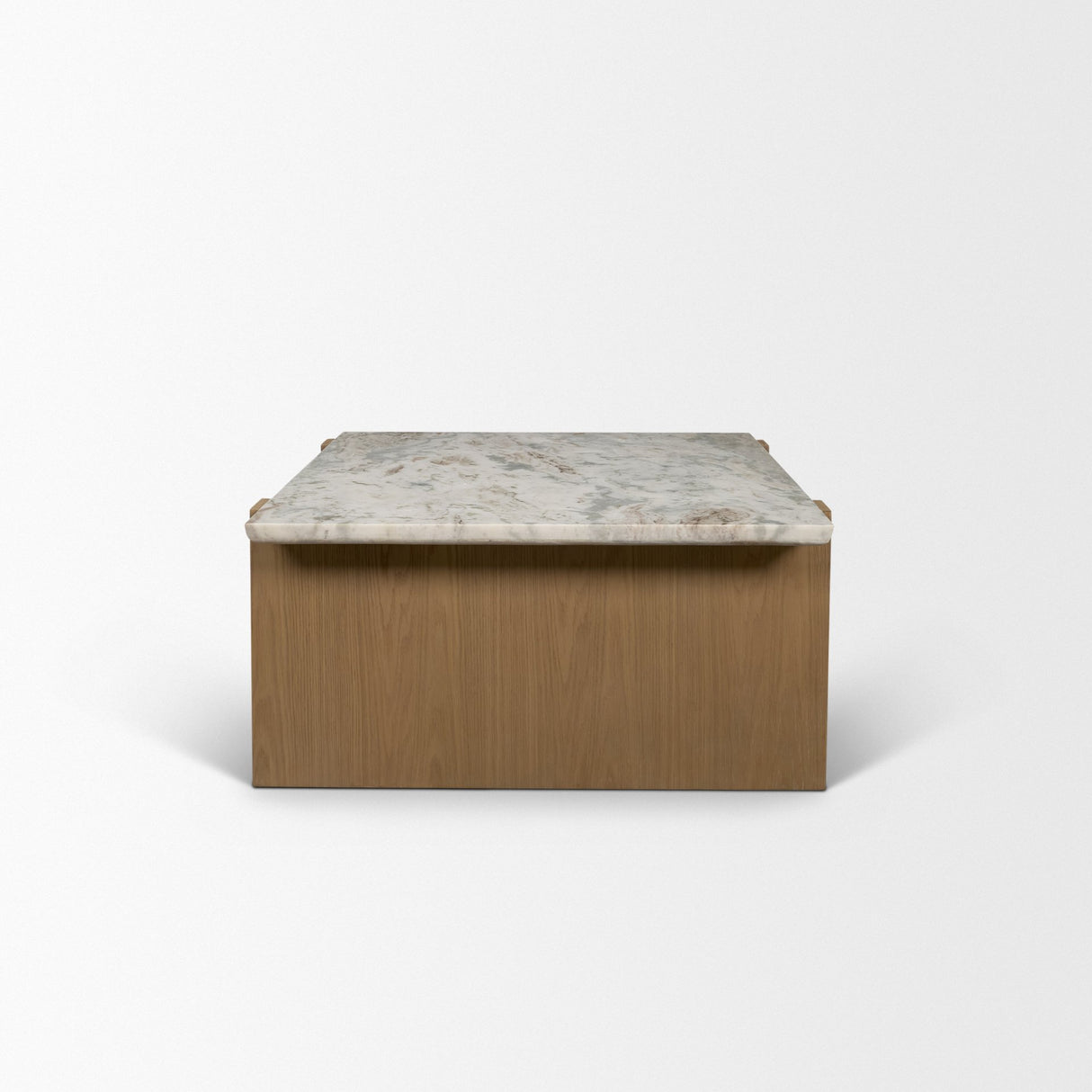 Milos Pink Marble Top w/ Light Brown Oak Wood Coffee Table from Mercana - Luna Furniture