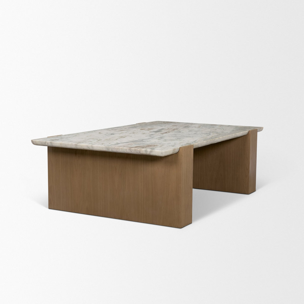 Milos Pink Marble Top w/ Light Brown Oak Wood Coffee Table from Mercana - Luna Furniture