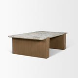 Milos Pink Marble Top w/ Light Brown Oak Wood Coffee Table from Mercana - Luna Furniture
