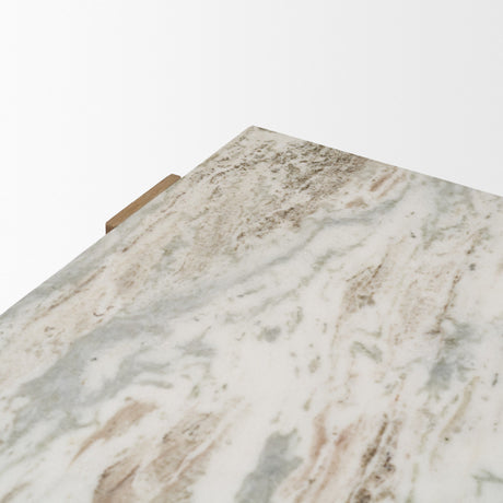 Milos Pink Marble Top w/ Light Brown Oak Wood Coffee Table from Mercana - Luna Furniture