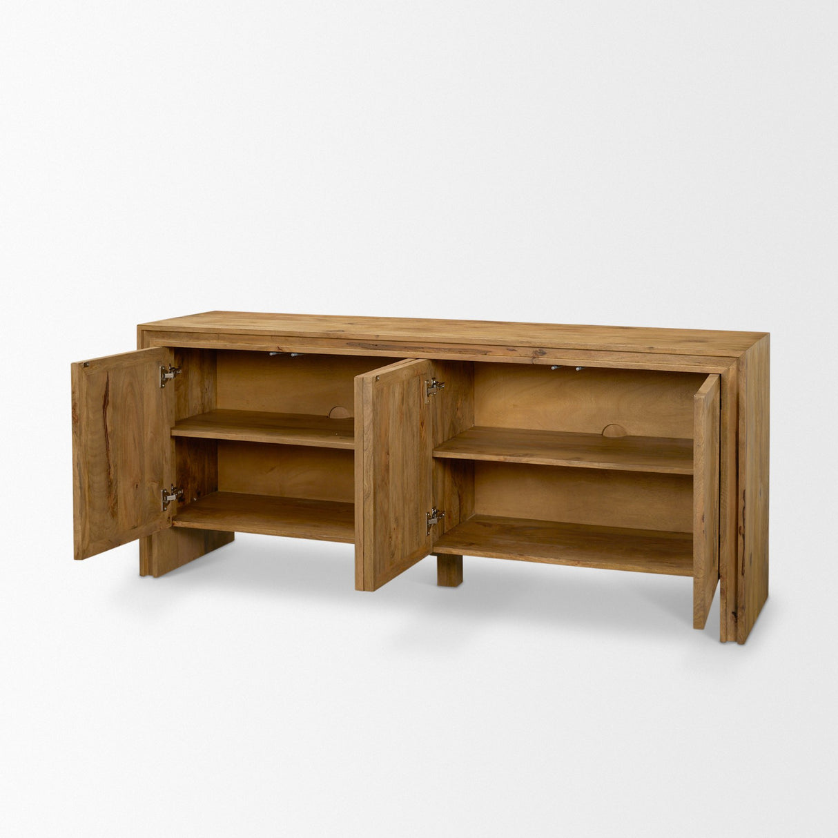 Notts Brown Wood 4-Door Closed Sideboard from Mercana - Luna Furniture