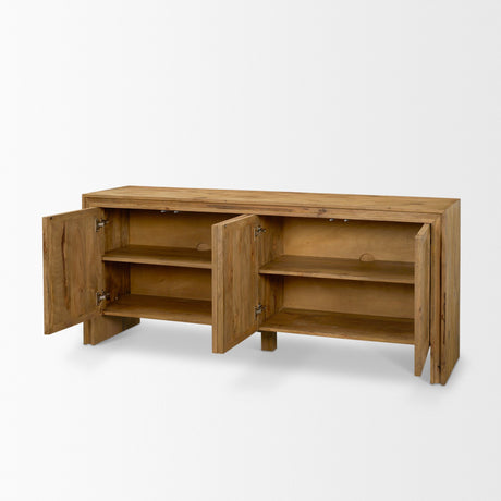 Notts Brown Wood 4-Door Closed Sideboard from Mercana - Luna Furniture
