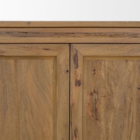 Notts Brown Wood 4-Door Closed Sideboard from Mercana - Luna Furniture