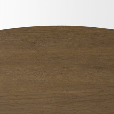 Lyonne 42" Round Medium Brown Oak Wood Pedestal Dining Table from Mercana - Luna Furniture