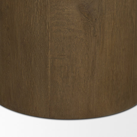 Lyonne 42" Round Medium Brown Oak Wood Pedestal Dining Table from Mercana - Luna Furniture