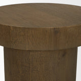 Lyonne Round Medium Brown Oak Wood Pedestal Side Tables from Mercana - Luna Furniture