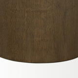 Lyonne Round Medium Brown Oak Wood Pedestal Side Tables from Mercana - Luna Furniture