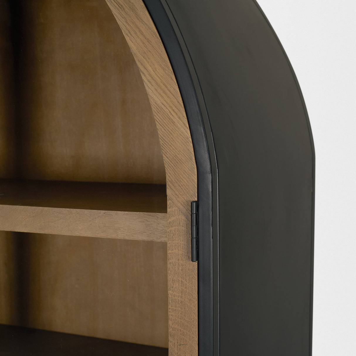 Sloan 47.5W x 80.5H Light Brown W/Black Metal Frame Arched Cabinet from Mercana - Luna Furniture