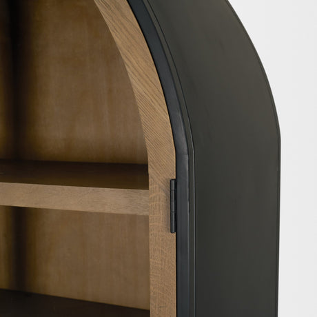 Sloan 47.5W x 80.5H Light Brown W/Black Metal Frame Arched Cabinet from Mercana - Luna Furniture