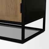 Sloan 47.5W x 80.5H Light Brown W/Black Metal Frame Arched Cabinet from Mercana - Luna Furniture