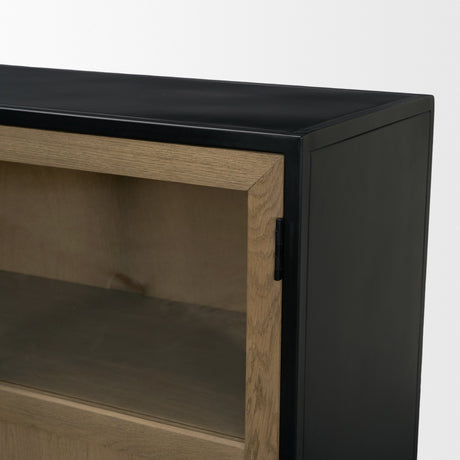 Sloan 80" Light Brown Wood W/Black Metal Frame Sideboard from Mercana - Luna Furniture
