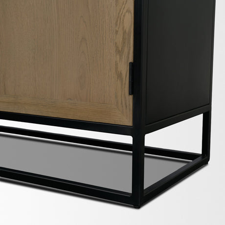 Sloan 80" Light Brown Wood W/Black Metal Frame Sideboard from Mercana - Luna Furniture