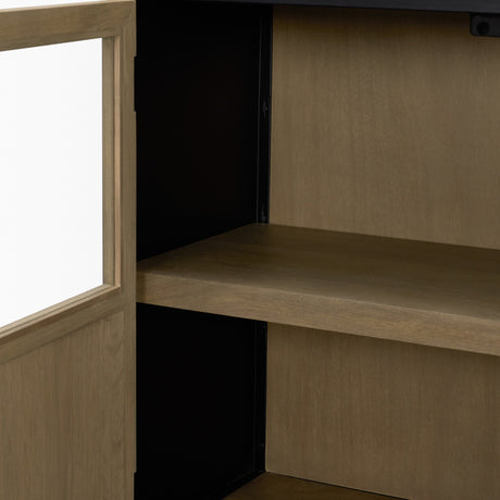 Sloan 40.0W Light Brown W/Black Metal Frame Accent Cabinet from Mercana - Luna Furniture