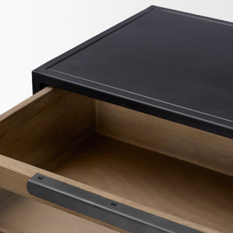 Sloan Light Brown W/ Black Metal Frame Side Table from Mercana - Luna Furniture