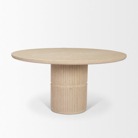 Sorrano 59" Botticino Marble Round w/ Fluted Base Dining Table from Mercana - Luna Furniture