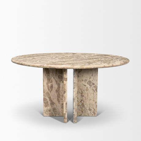 Rivaro Solid Beige Marble Round Dining Table from Mercana - Luna Furniture