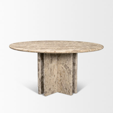 Rivaro Solid Beige Marble Round Dining Table from Mercana - Luna Furniture