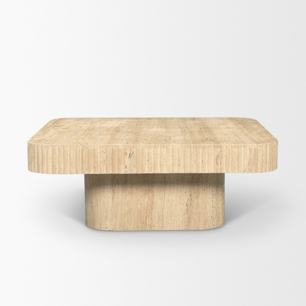 Tavora Ribbed Square Travertine Coffee Table from Mercana - Luna Furniture