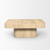 Tavora Ribbed Square Travertine Coffee Table from Mercana - Luna Furniture