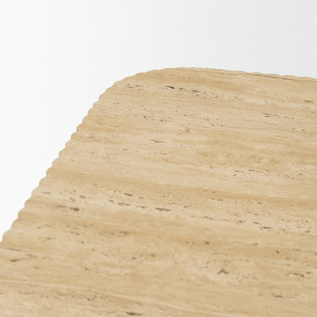 Tavora Ribbed Square Travertine Coffee Table from Mercana - Luna Furniture