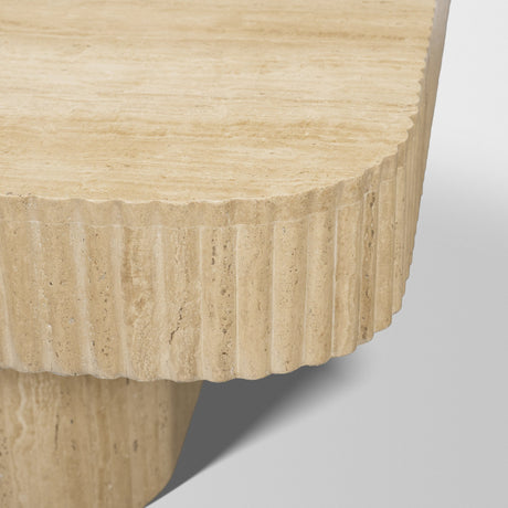 Tavora Ribbed Square Travertine Coffee Table from Mercana - Luna Furniture