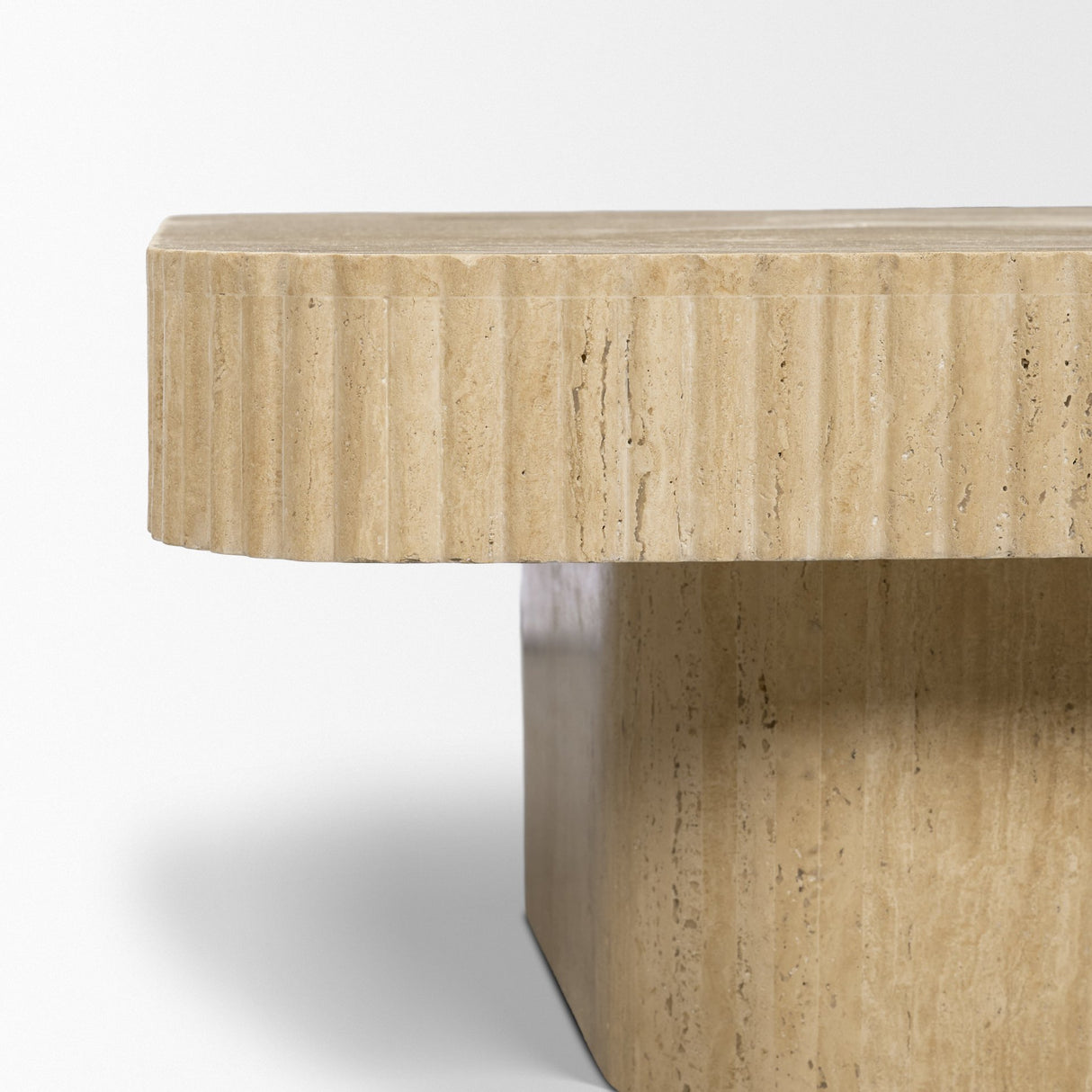 Tavora Ribbed Square Travertine Coffee Table from Mercana - Luna Furniture