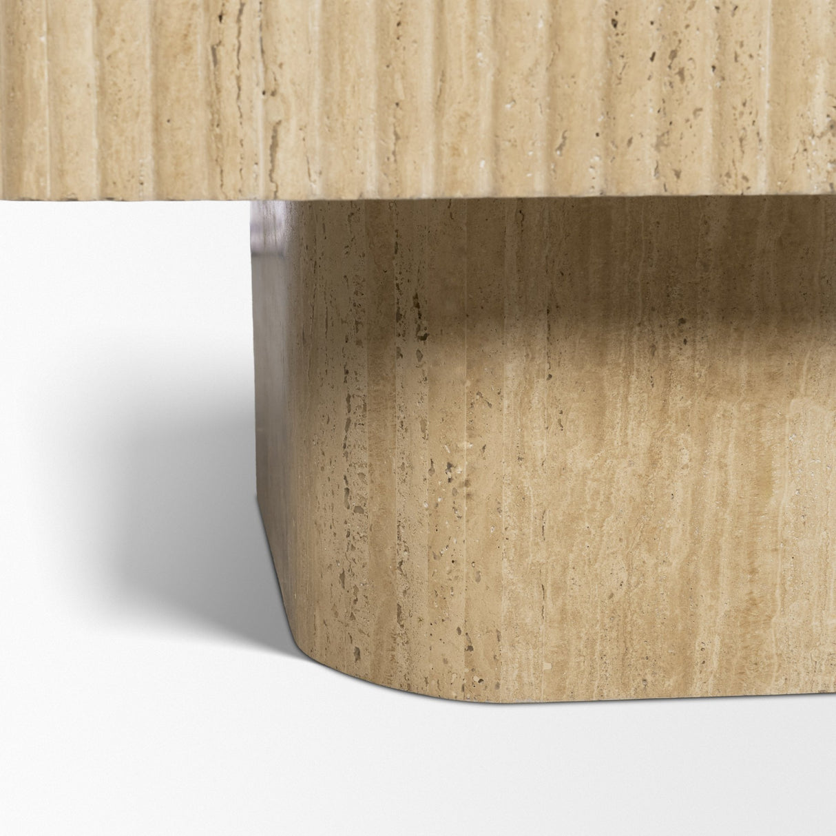 Tavora Ribbed Square Travertine Coffee Table from Mercana - Luna Furniture