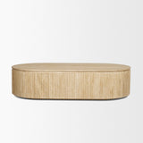 Elara Ribbed Oblong Travertine Coffee Table from Mercana - Luna Furniture
