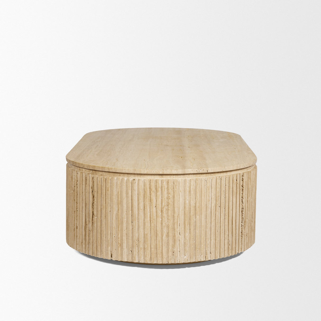 Elara Ribbed Oblong Travertine Coffee Table from Mercana - Luna Furniture