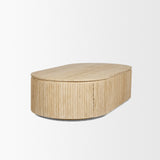 Elara Ribbed Oblong Travertine Coffee Table from Mercana - Luna Furniture
