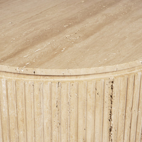 Elara Ribbed Oblong Travertine Coffee Table from Mercana - Luna Furniture
