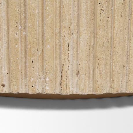 Elara Ribbed Oblong Travertine Coffee Table from Mercana - Luna Furniture