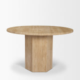 Torreno 42" Travertine Round Top Hexagon Pedestal Dining Table from Mercana - Luna Furniture