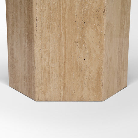 Torreno 42" Travertine Round Top Hexagon Pedestal Dining Table from Mercana - Luna Furniture