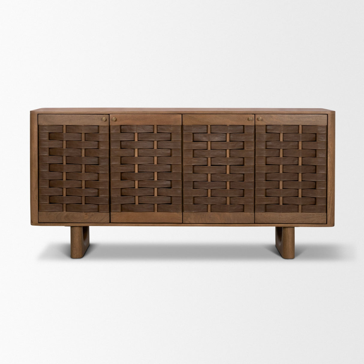 Wexlan Solid Wood w/ Leather Weave 4 Door Closed Sideboard from Mercana - Luna Furniture