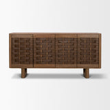 Wexlan Solid Wood w/ Leather Weave 4 Door Closed Sideboard from Mercana - Luna Furniture