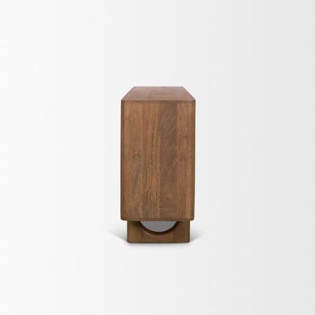 Wexlan Solid Wood w/ Leather Weave 4 Door Closed Sideboard from Mercana - Luna Furniture