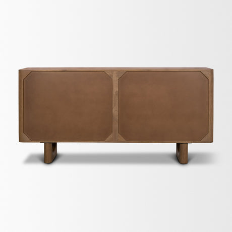 Wexlan Solid Wood w/ Leather Weave 4 Door Closed Sideboard from Mercana - Luna Furniture