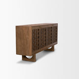 Wexlan Solid Wood w/ Leather Weave 4 Door Closed Sideboard from Mercana - Luna Furniture
