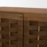 Wexlan Solid Wood w/ Leather Weave 4 Door Closed Sideboard from Mercana - Luna Furniture