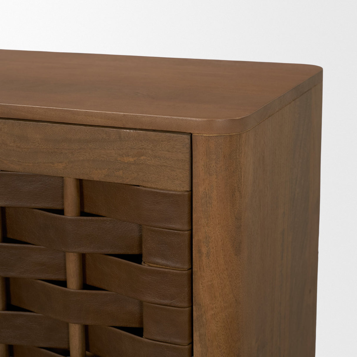Wexlan Solid Wood w/ Leather Weave 4 Door Closed Sideboard from Mercana - Luna Furniture